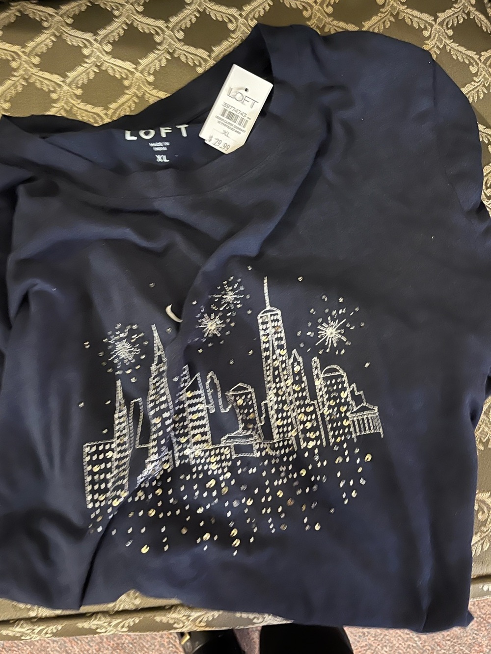 LOFT Navy Classic Crewneck Top - Picture 4 of 8